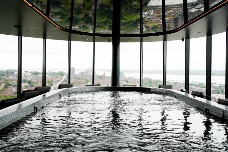 The Liverpool rooftop pool, seventeen floors above the Baltic Triangle.