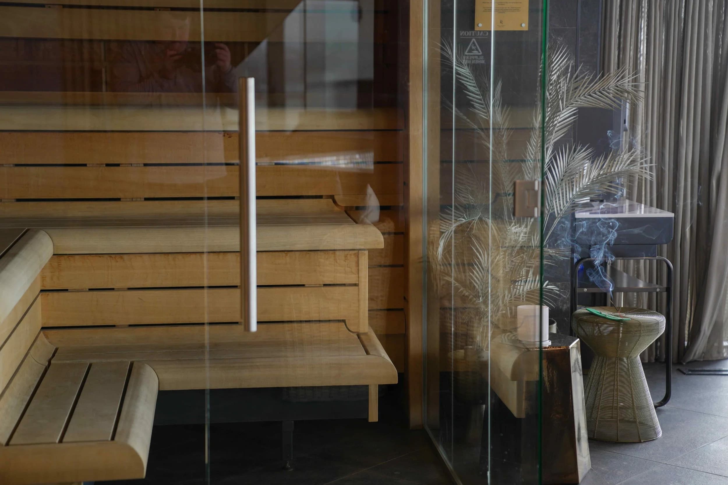 The cedar-panelled sauna at Jayde Spa Liverpool.